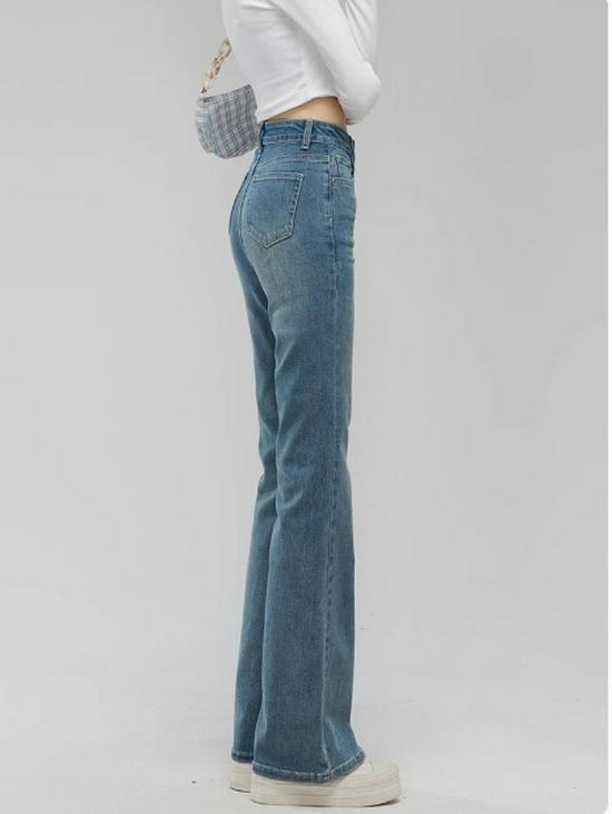 Star Zhao Lusi Style Women's Micro Flare Jeans - Loose Fit, Straight Leg, Autumn Collection