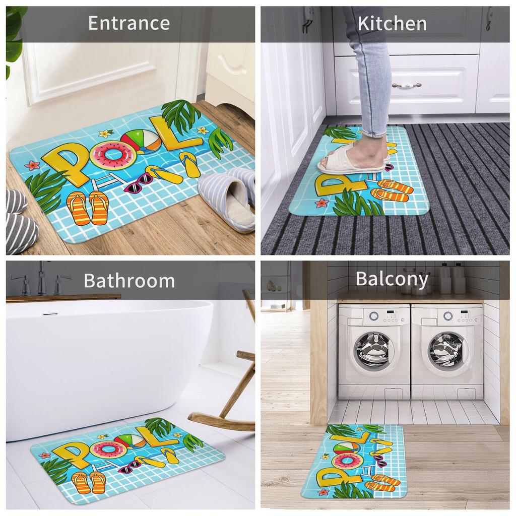 Summer Pool Beach Ball Design Gift Doormat Anti-Slip Kitchen Bathroom Mat Living Room Floor Door Entrance Carpet Rug