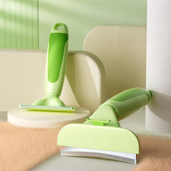 Pet Detangling Comb Self-Cleaning Cat Deshedding Brush Curved Head Pet Grooming Brush Removes Loose