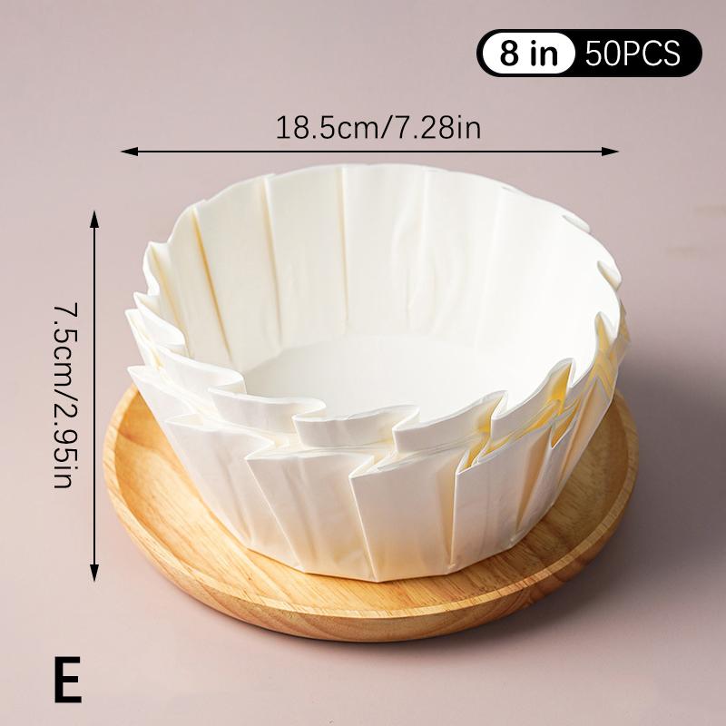 50 Stück gemischte Größe faltlose Cupcake-Förmchen 3,5-8 Zoll ölbeständige Backförmchen für Hochzeitsfeier Muffin-Kuchenform Papierverpackung
