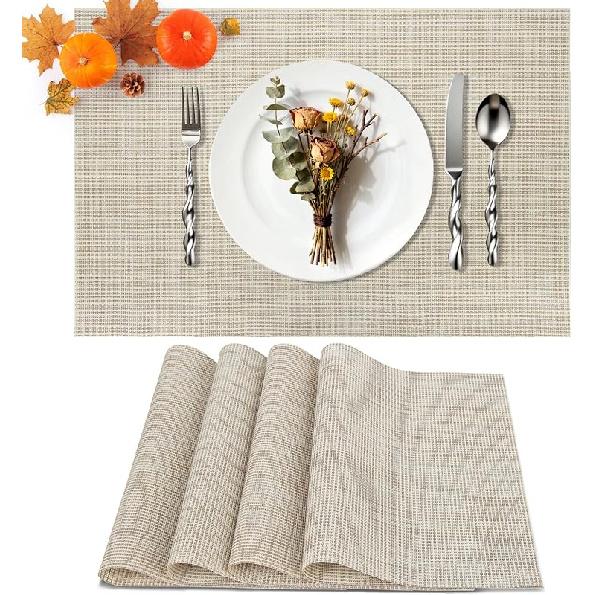 Christmas Placemats Set of 4 - Heat Resistant Place Mats for Dining Table, Washable Vinyl Non-Slip Table Mats for Kitchen and Dining Engagement 17.7 x11.8