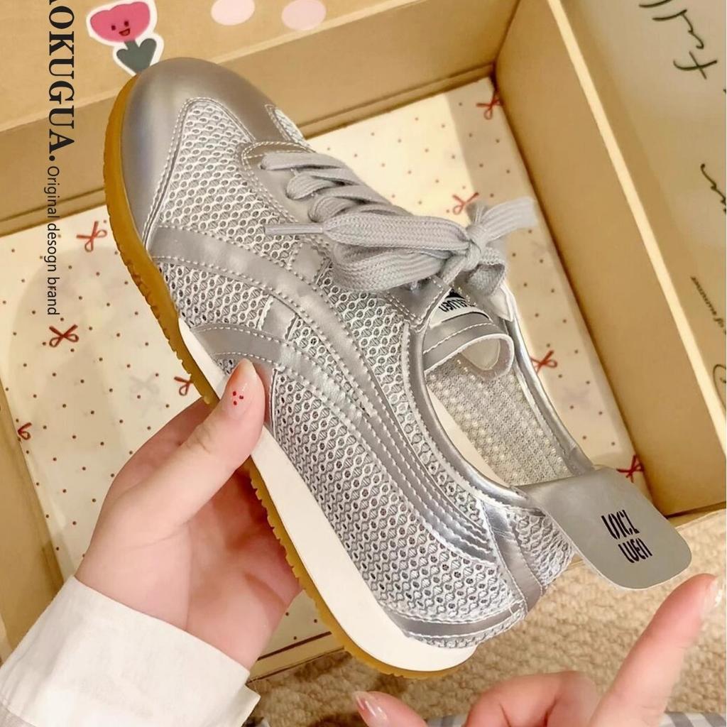 Mesh breathable Forrest Gump training shoes women's 2025 new summer flat white shoes retro casual sports shoes
