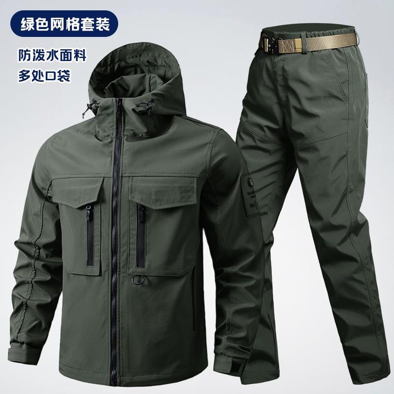 

Work Clothes Suit Men s Grid Outdoor Leisure Pockets Construction Wear-resistant Site Tooling Auto Repair Labor Insurance 185 yards recommended 160-175 kg