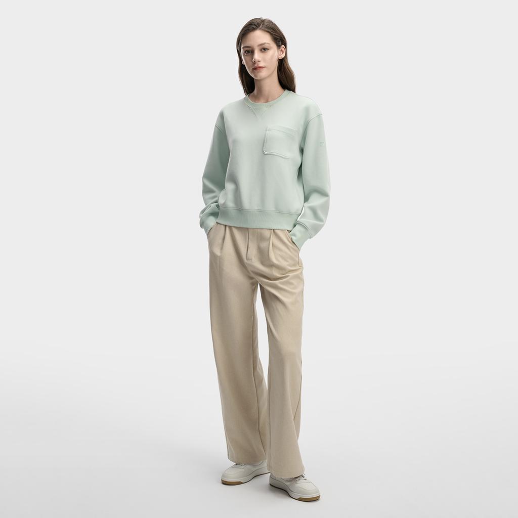 Fila White Classic Fashion Simple Relaxed Comfortable Versatile Straight Leg Woven Casual Pants Women Bottoms Cream F11W613802FBG