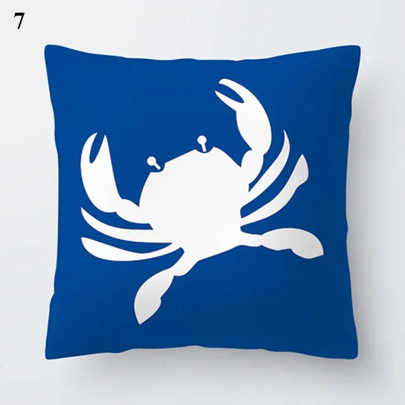 Blue Marine Animal Pillowcase Office Living Room Home Pillowcase Car Ornaments