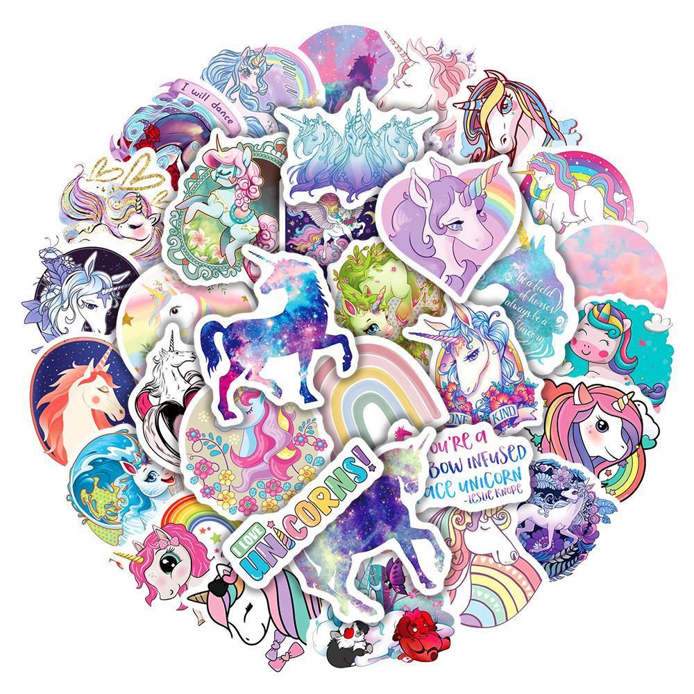10PCS/50PCS Unicorn Stickers Rainbow Unicorn Graffiti Stickers for DIY Luggage Laptop Skateboard Motorcycle Bicycle Stickers 10PCS