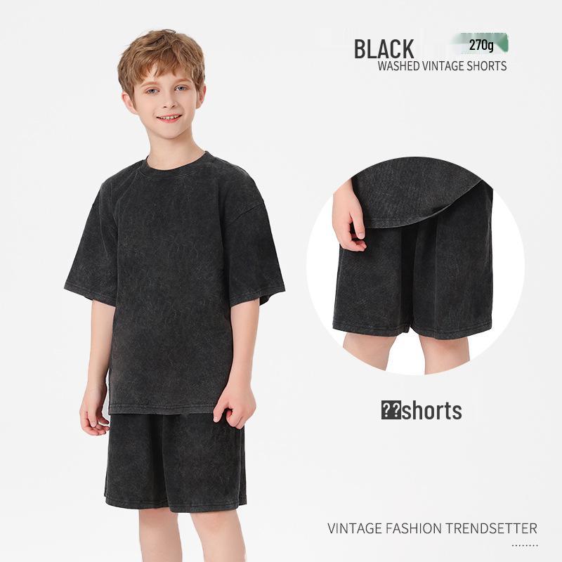 Pure Cotton Retro Short Sleeve Round Neck Loose T-Shirt for Children & Toddlers - Trendy Spring/Summer Kids' Clothing