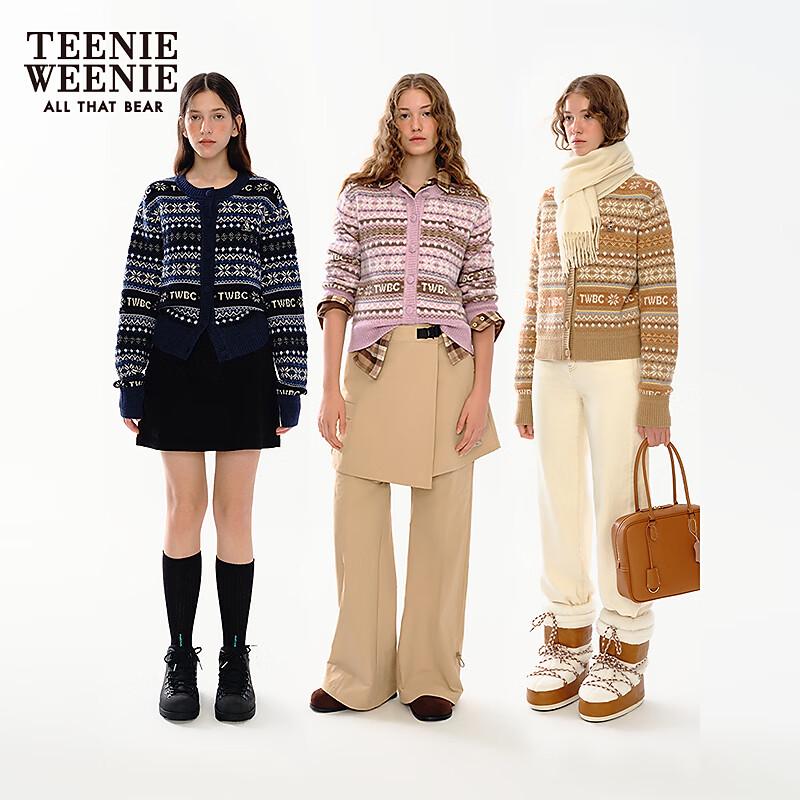 

Teenie Weenie Women s Fair Isle Jacquard Round Neck Knit Cardigan M