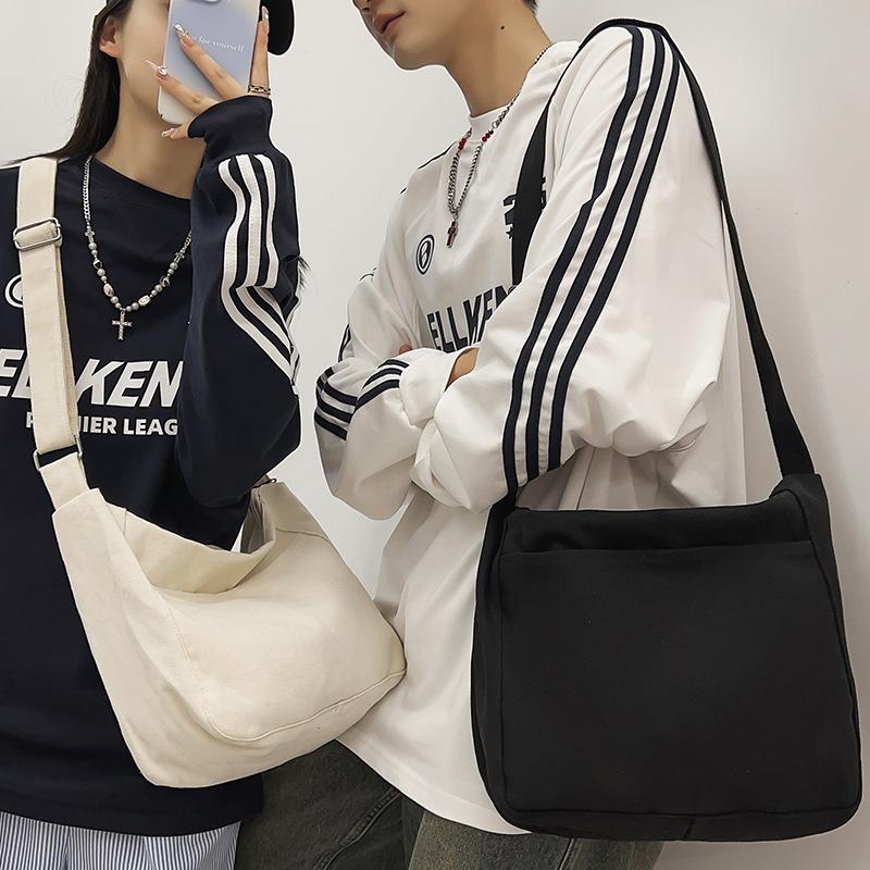 Canvas Bag Solid Color One Shoulder Crossbody Bag
