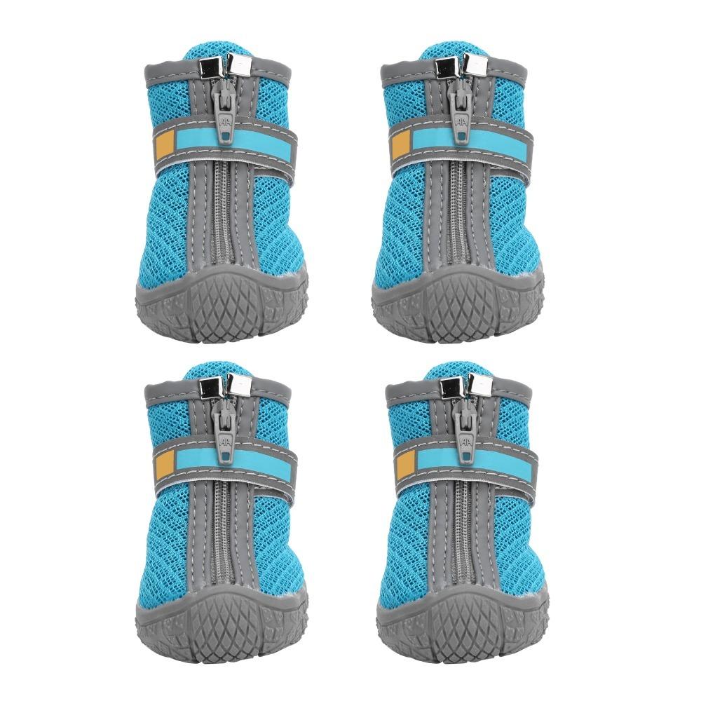 4pcs Mesh Holes Dog Shoes Non Slip Sole Pet Paw Covers Ventilated Puppy Shoes  Dirt Prevention