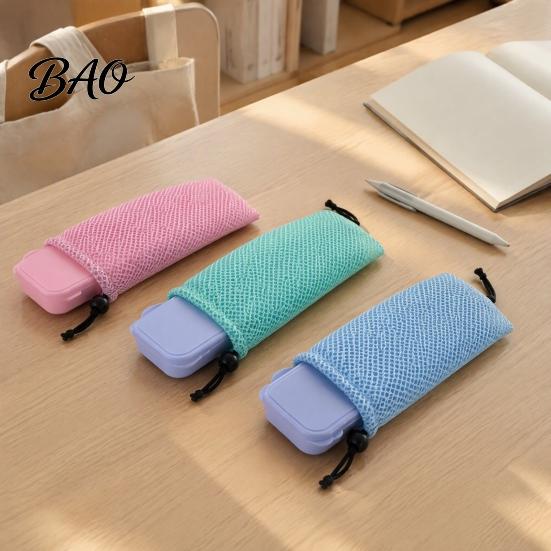 Outdoor Travel Cutlery Organizer Mesh Drawstring Bag for Straws And Chopsticks, Portable Breathable Polyester Compact Utensil Pouch Work Pouch,