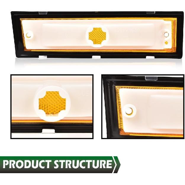 GRAND ORANGE Front Side Marker Lights Chrome Bezel Amber Lens Fit Chevy Blazer GMC Jimmy Suburban C/K R Truck 1981-1991, 915558 915557 GM2551107