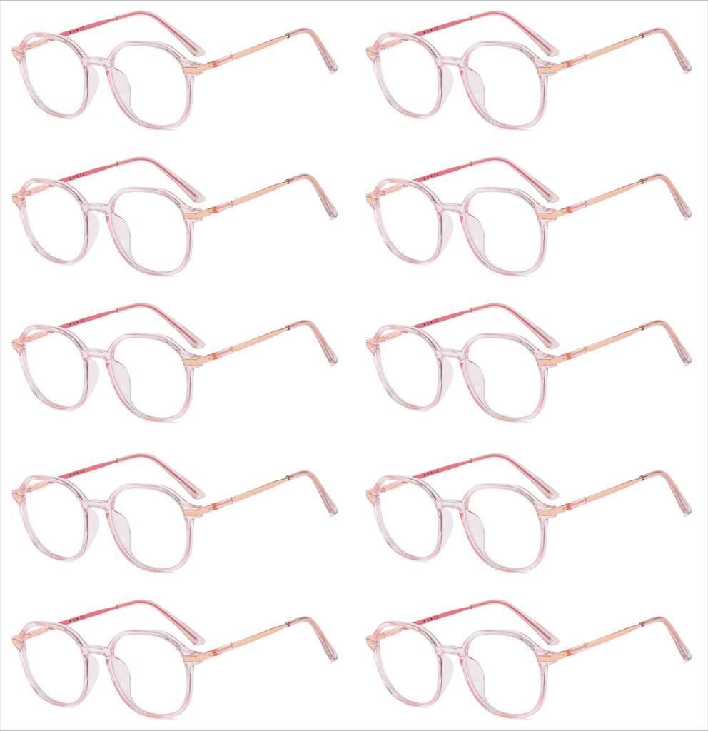 10pcs Korean Version of Fashionable Polygonal Anti Blue Light Glasses with Large Frame and Unisex Flat Lens