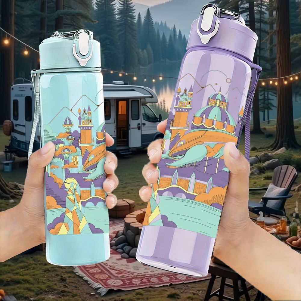 1PC Colorful Retro City Graffiti Street Art Print 750ml Portable Sports Water Bottle Leakproof Gym Outdoor Travel Drink Cup