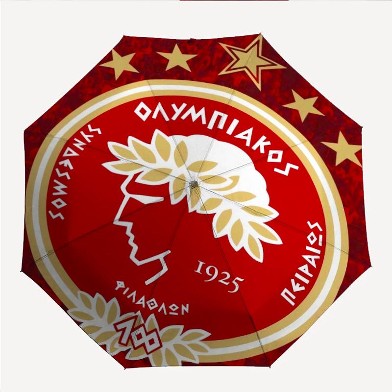 Olympiacos F.C Fashionable Automatic Opening/Closing Folding Umbrella. Portable and Foldable, Ideal for Gift, Travel, and Daily Use.