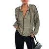 Neuer Herbst Reißverschluss Cardigan Koreanischer Lazy Style Kapuzenstreifen Damen Freizeitjacke