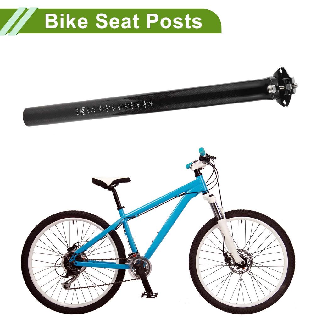 HOPESPANNER Universal 30.8x350mm Carbon Fiber Pattern Gloss Black Bicycle Seatpost Shock Absorbing Bike Saddle Post Seat Tube Carbon Fiber 1 Piece