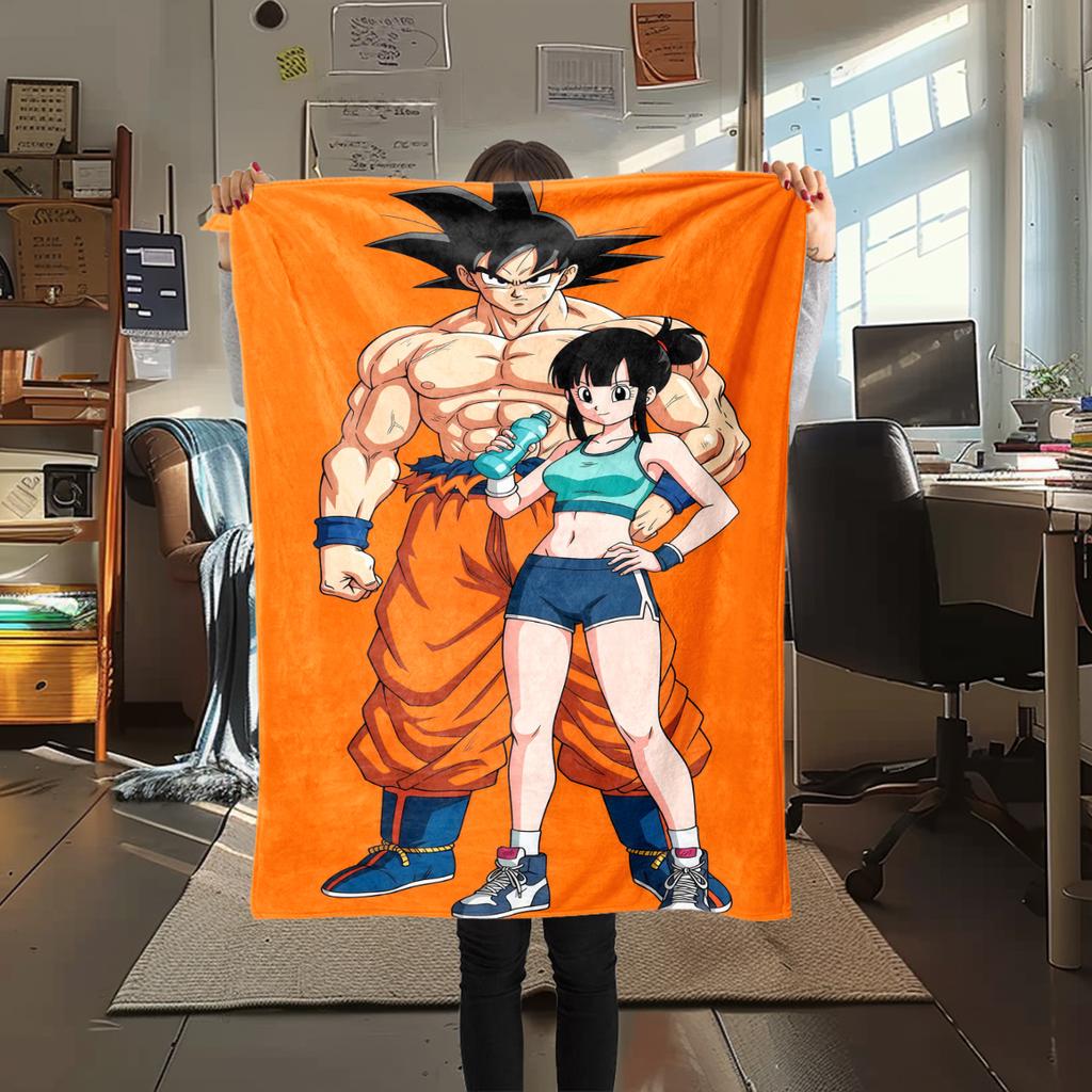 1 Stück Son Goku Druck Flanelldecke, Hohe Qualität für alle Jahreszeiten, Heimdekoration, Wärme und Komfort, Perfekt für Weihnachtsgeschenke