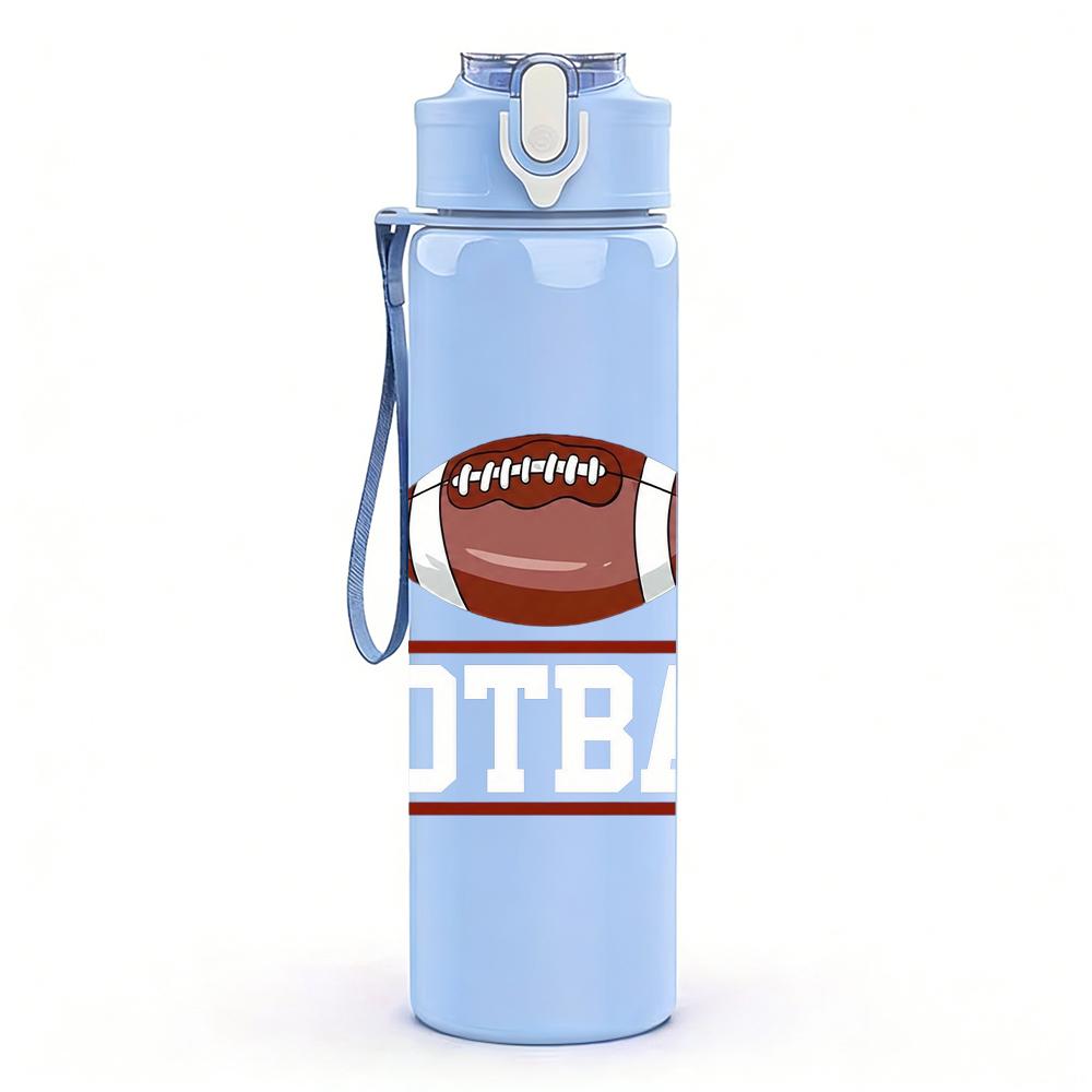 1PC American Football Simple Stripe Mark 750ml Color Plastic Water Bottle Leakproof Flip Straw Lid For Sports Office Home Use