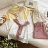 Korean Style Baby Girl Striped Shawl & Wide Leg Pants Set - Breathable, Skin-Friendly, Fashionable