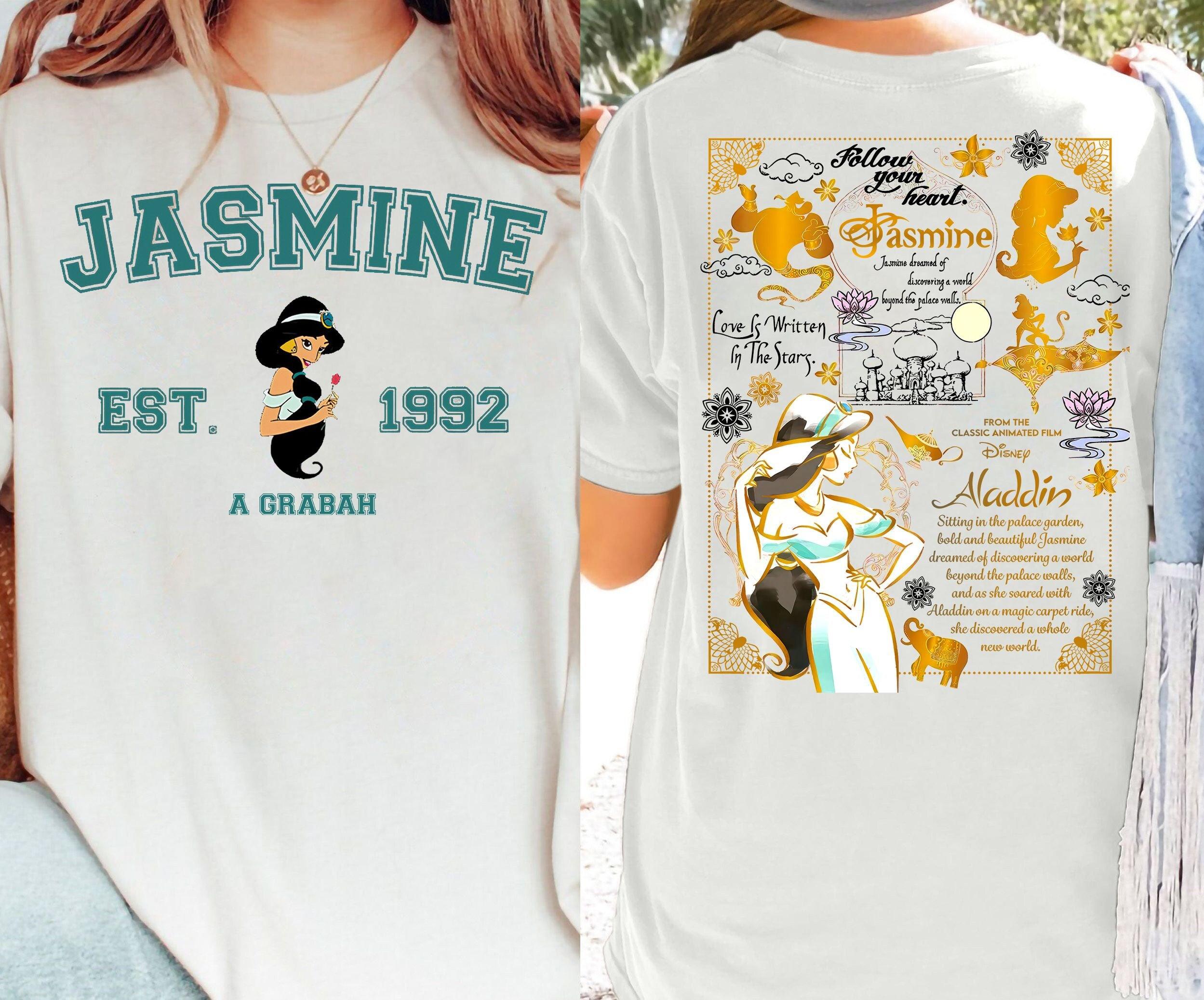 Retro 2Sided Jasmine Princess Shirt Cute Jasmine Aladdin Tshirt Birthday Girl Trip Tee S