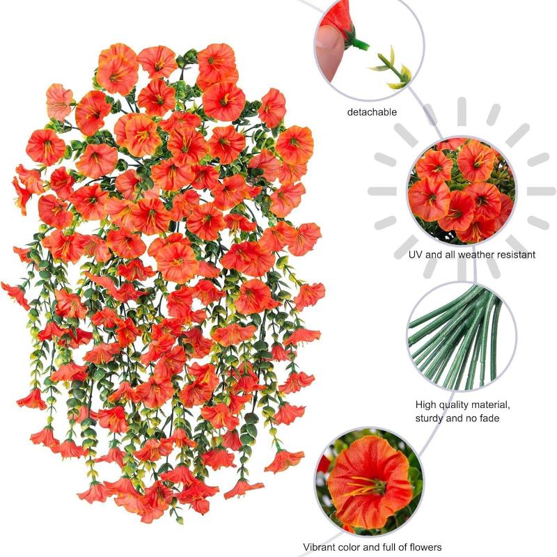 Artificial Morning Glory Silk Flower Vine Hanging Garland Fake Flower String For Home Wedding Outdoor Wall Garden Decor