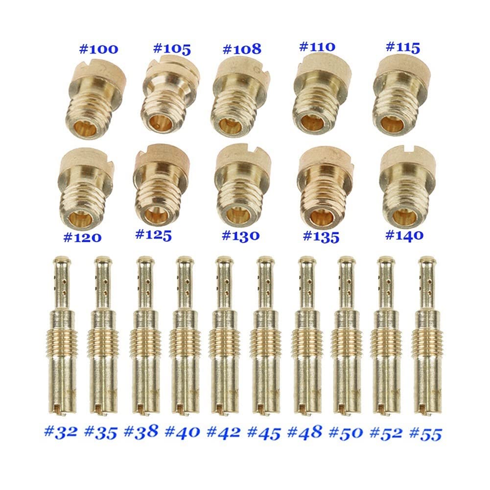 BYSL 10 Pcs Carburetor Main Jet Kit & 10 Pcs Slow/Pilot Jet PWK Keihin CVK PWM KSR Bi-Carburetor, 500293848
