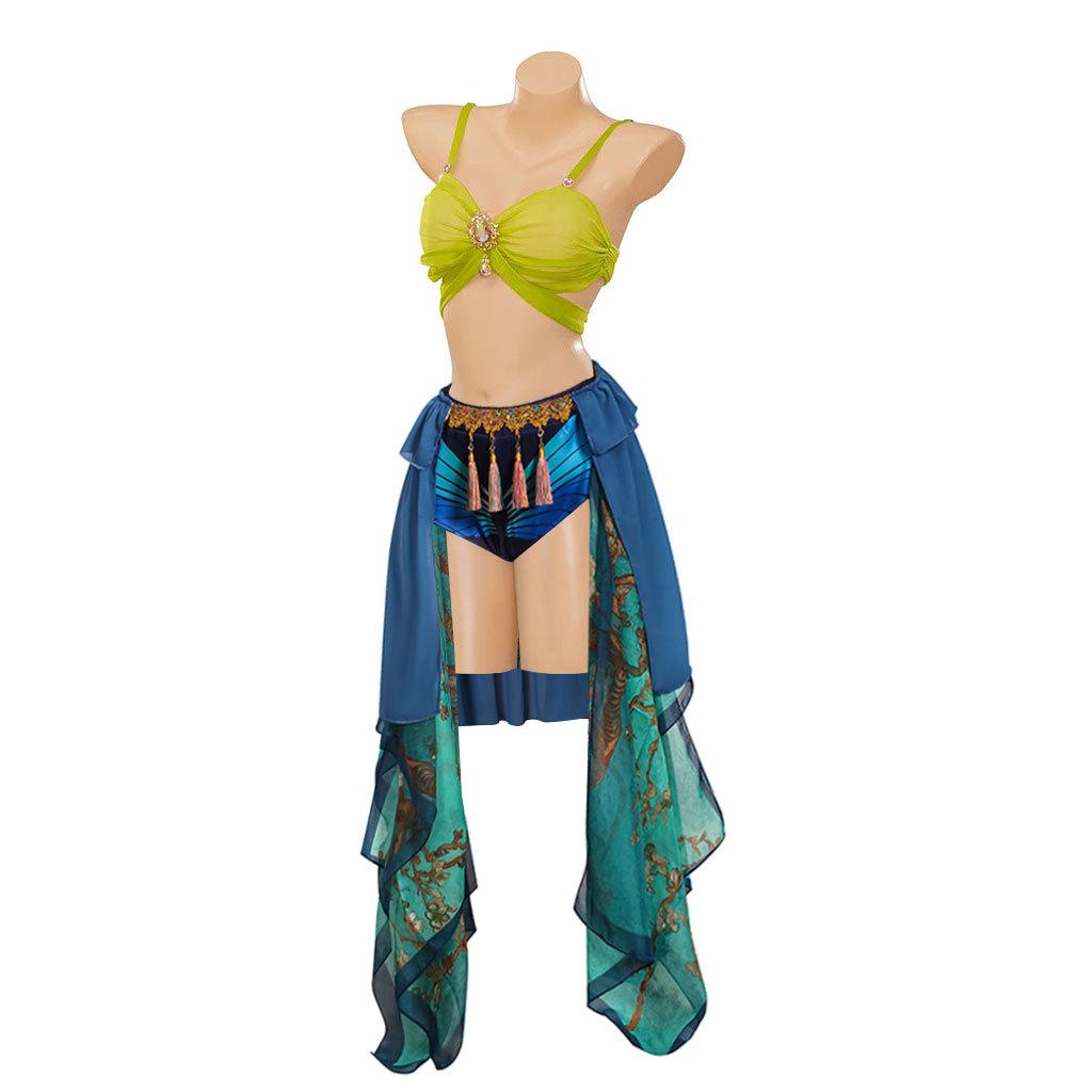 Women's Britney Spears Slave Costume Exotic Costumes Set Sexy Bra Shorts Skirts Halloween Dance Performance Carnival Suit