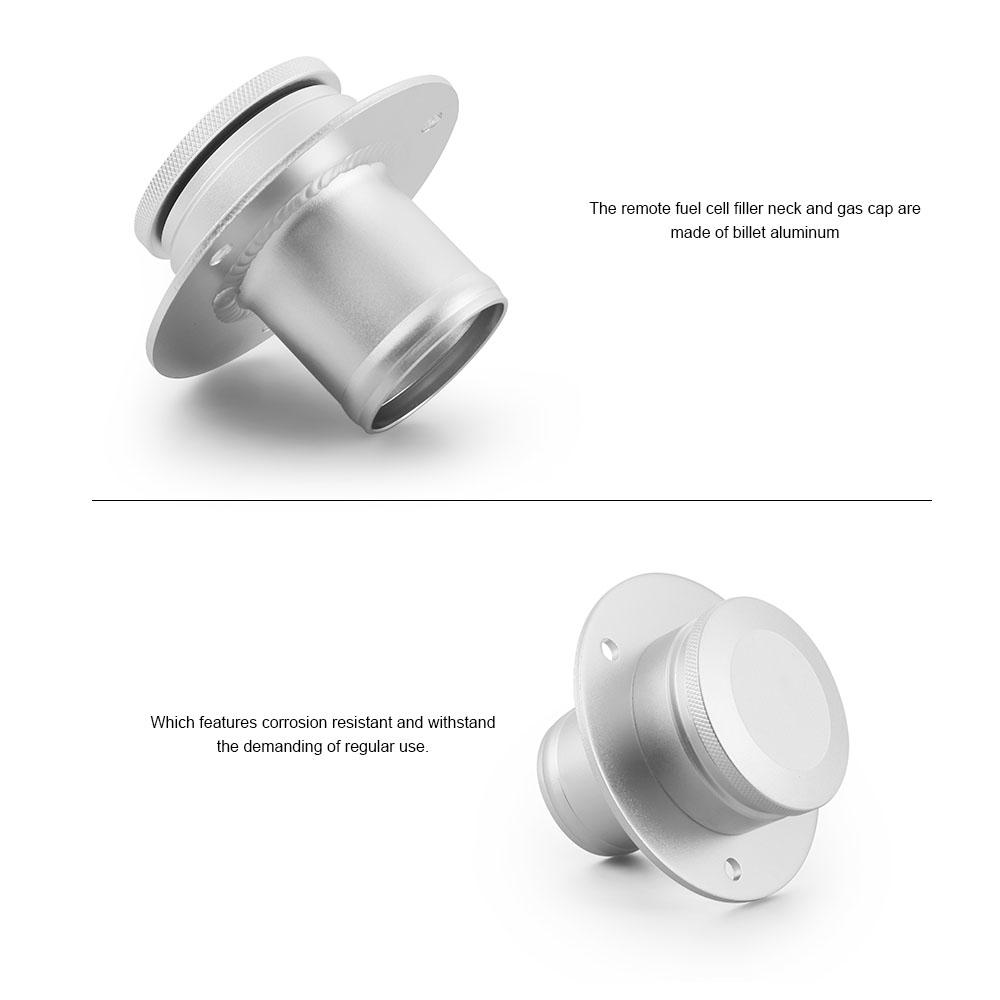 For 2" Hose Connection 17-2530 Remote Fuel Tank Filler Neck With Billet Aluminum Gas Cap & Weld-On Steel Mount Bracket