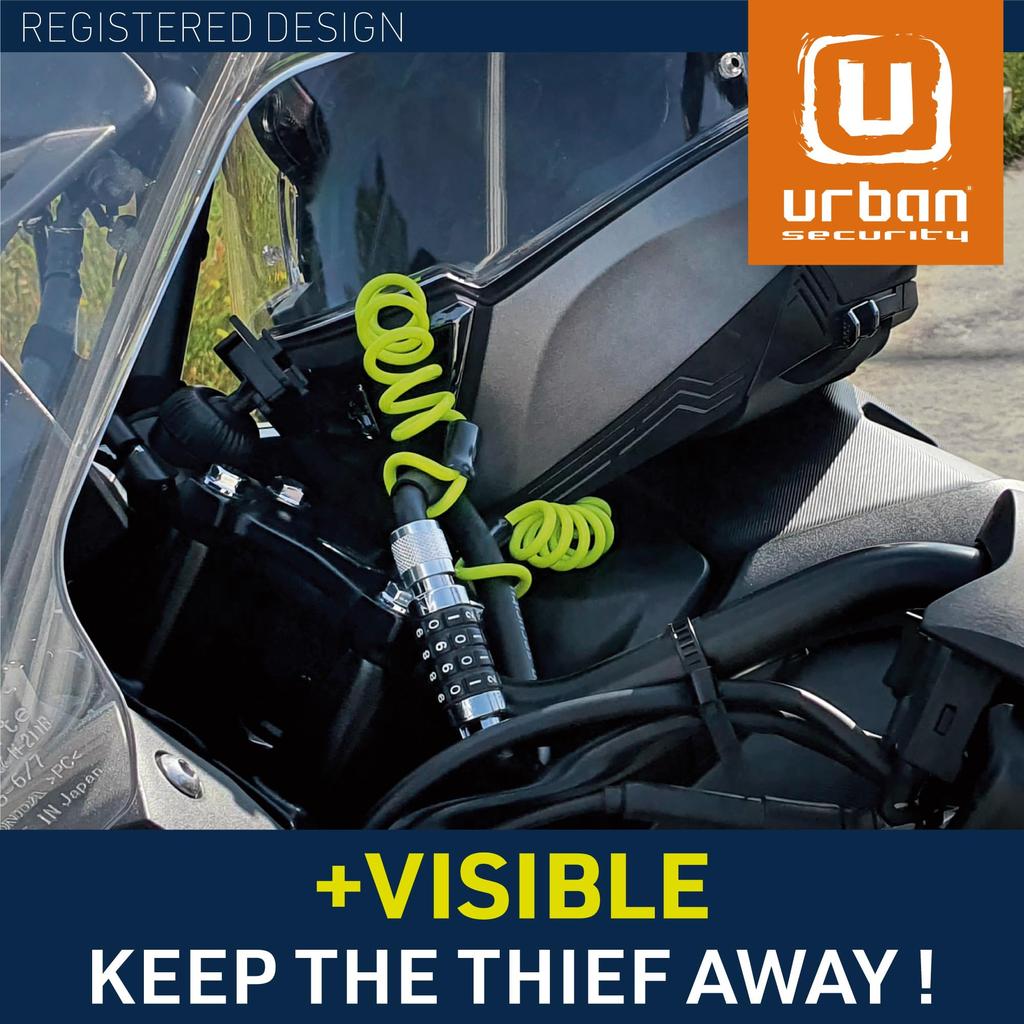 Urban UR140 Motorcycle Helmet Lock with Combination Carabiner Bicycle Carabiner Lock Helmet Buckle Cable, Anti-Theft Lock, Anti-Theft T-Adapter