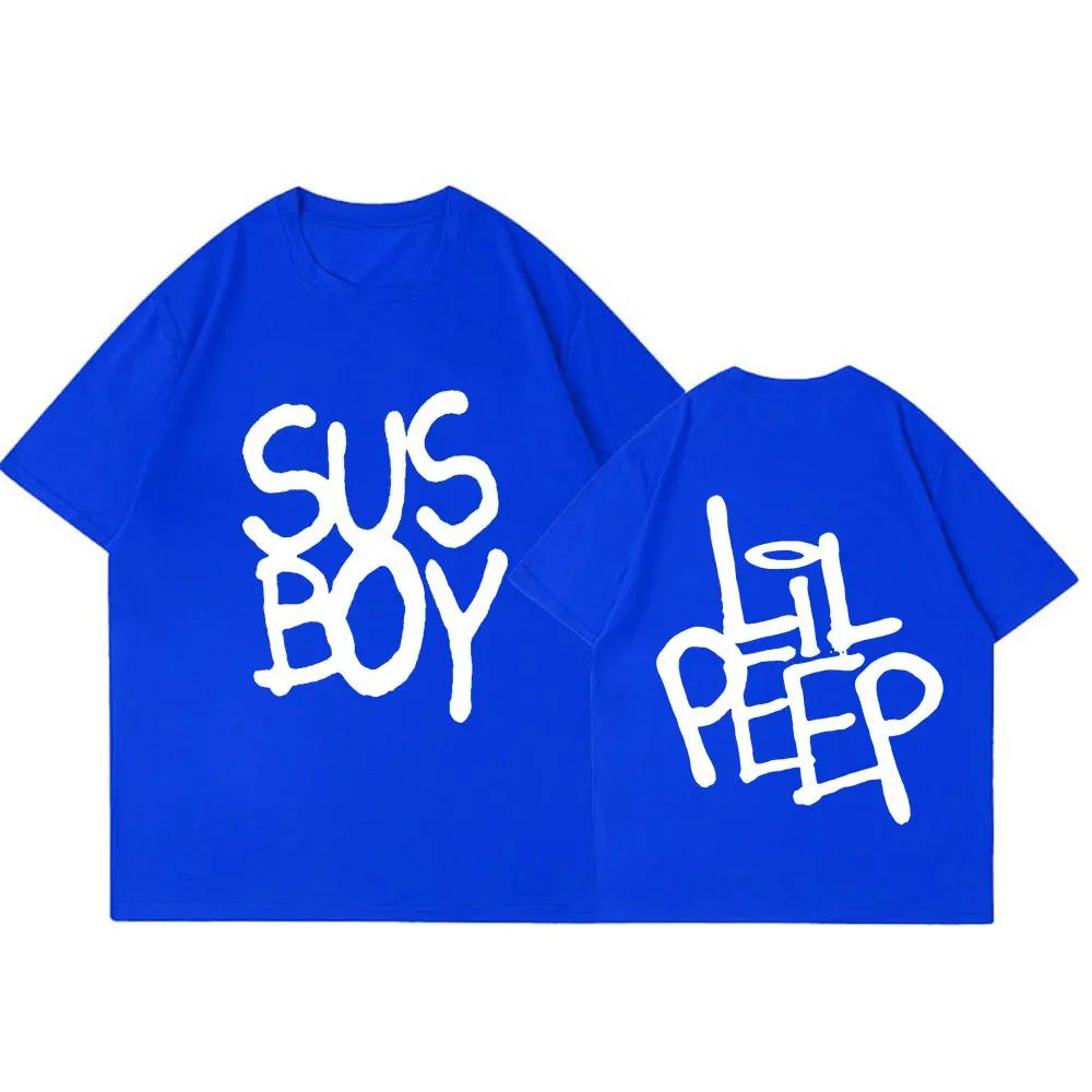 Rapper Lil Peep Sus Boy Pink T Shirt Men Women Fashion Short Sleeve Shirt High Quality Oversized Street Cotton Tees