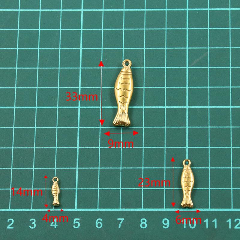 304 Stainless Steel Ocean Life Double-Sided Fish Charms with Real Gold Electroplating