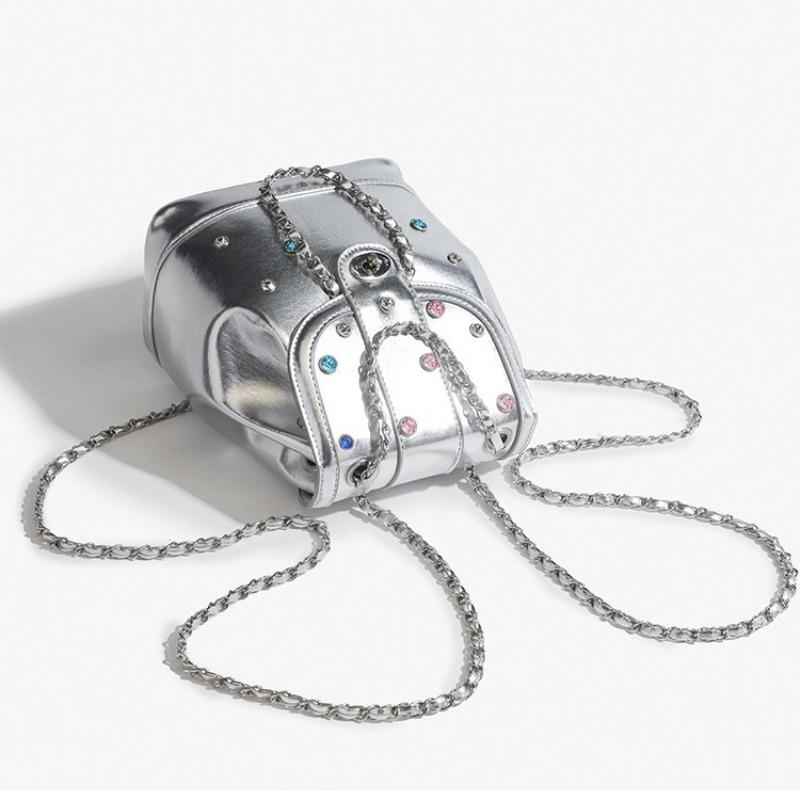 Dual Shoulder Bag, Fashionable Student Backpack, Small Chic Style Chain Bag, Bucket Bag for Women