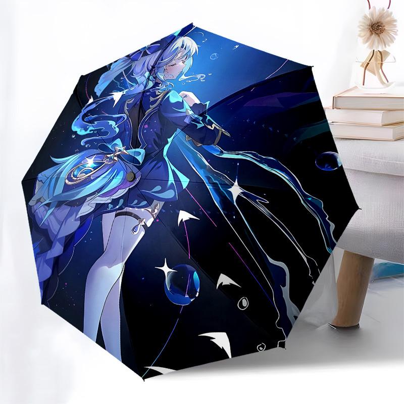 Genshin Impact Automatic Opening and Closing, 8 Rib Structure Portable Umbrella, Suitable for Men and Women In All Seasons Perfect Gift for