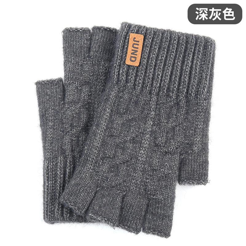 Autumn and Winter Knitting, Leaking Finger Gloves, Students' Cold Protection, Thickened Warm Wool, Writing and Driving, Half-finger Gloves