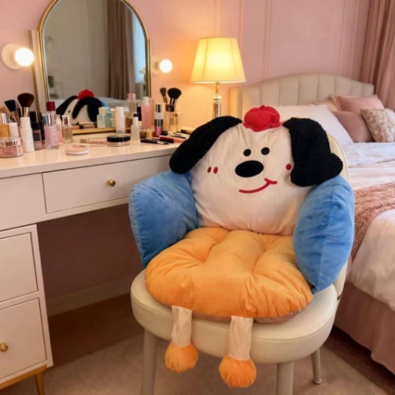 Cute cartoon seat cushion with half surround waist protection dormitory office backrest cushion children's winter thick cushion