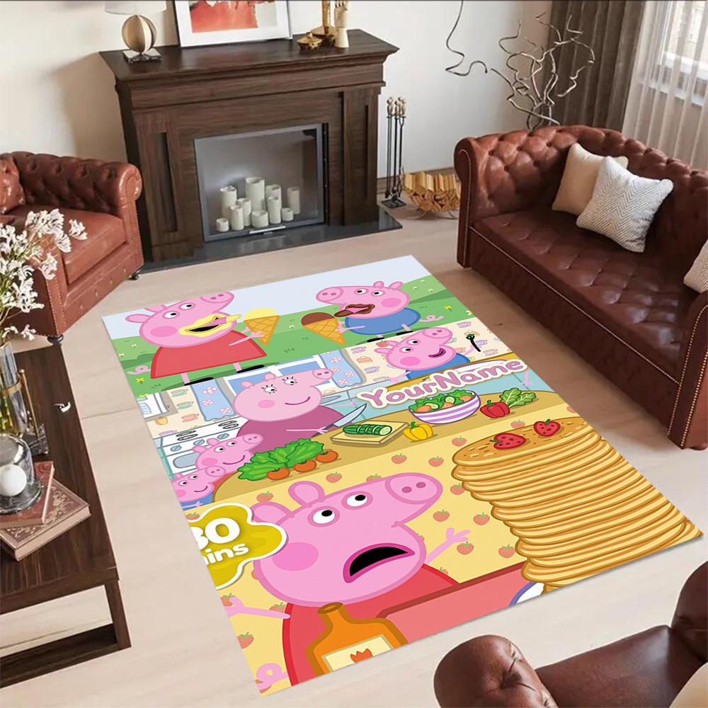 Peppa Pig Customize Text Area Rug Perfect for Decorate room Dining Room Hallway Living Rooms Anti-slip Rug Anime Office Decor Spiritual Gift