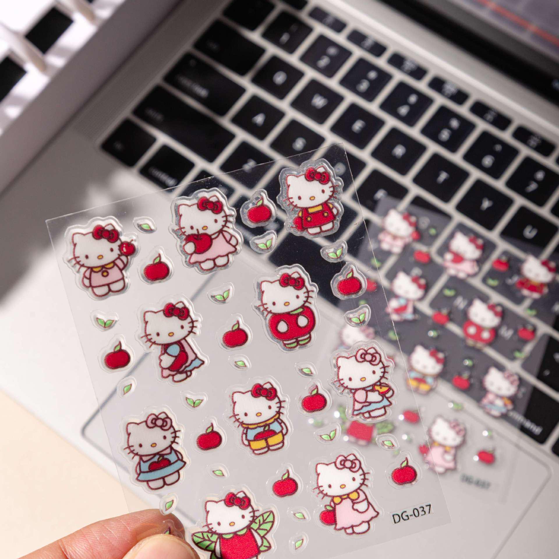 Cyansea 6D Embossed Hello Kitty & Hearts Nail Stickers for Kids Hello Kitty DG-037