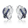 New Luxury Trendy Blue Cubic Zirconia Hoop Earrings Wedding Party Elegant Accessories For Women Anniversary Gift  Jewelry