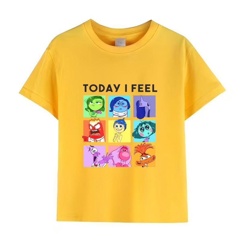 Disney Pixar inside out 2 'Today I Feel' T-Shirt for Boys & Girls Short Sleeve Casual Top Ages 3-12 Toddler Summer Clothing