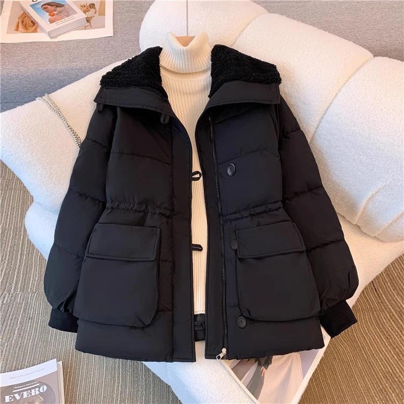 Lamb Fur One-piece Coat for Women's New Winter Drawstrings To Tighten Waist and Thicken