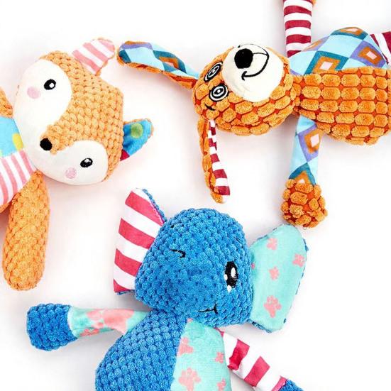 Plüsch Quietschie Hundespielzeug Weiches Stofftier Hund Kauspielzeug Niedliches Plüsch Fuchs Elefant Spielzeug Hält Hunde beschäftigt für aggressive Kauer Kleine Mittlere Hunde