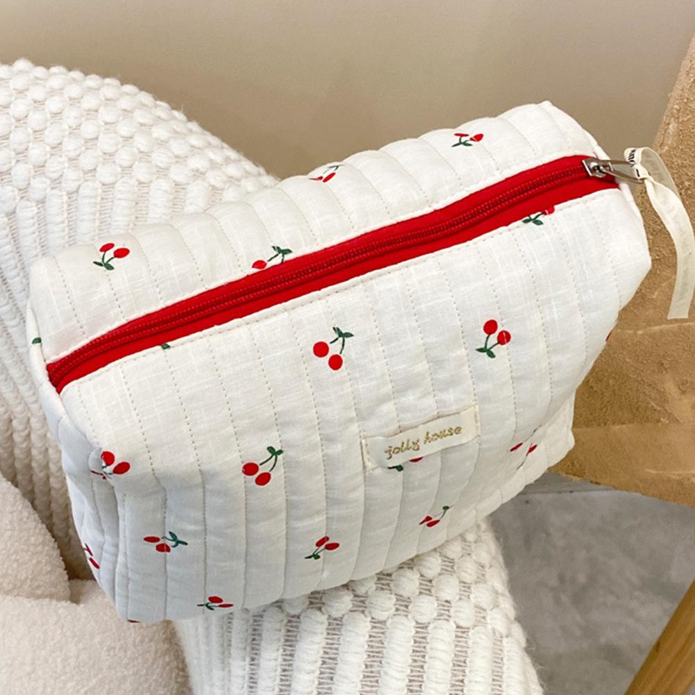 3Pcs Quilted Cosmetic Bag Makeup Bag Set Cotton Makeup Organizer Storage Bag Cosmetic Organizer Case for Women and Girls