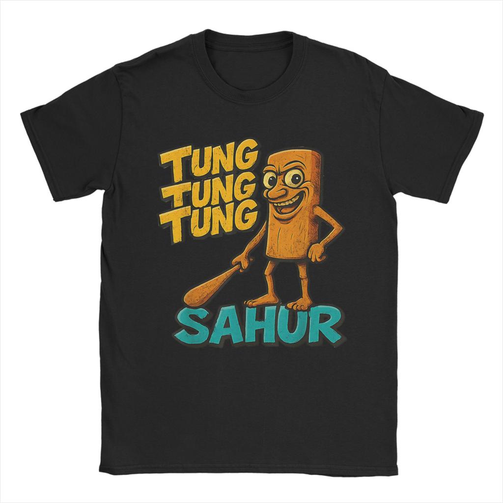 Women Men Humor Tung Tung Tung Sahur Funny Meme Italian TShirts for Men  Awesome 100 Cotton Tee Shirt Short Sleeve T Shirt