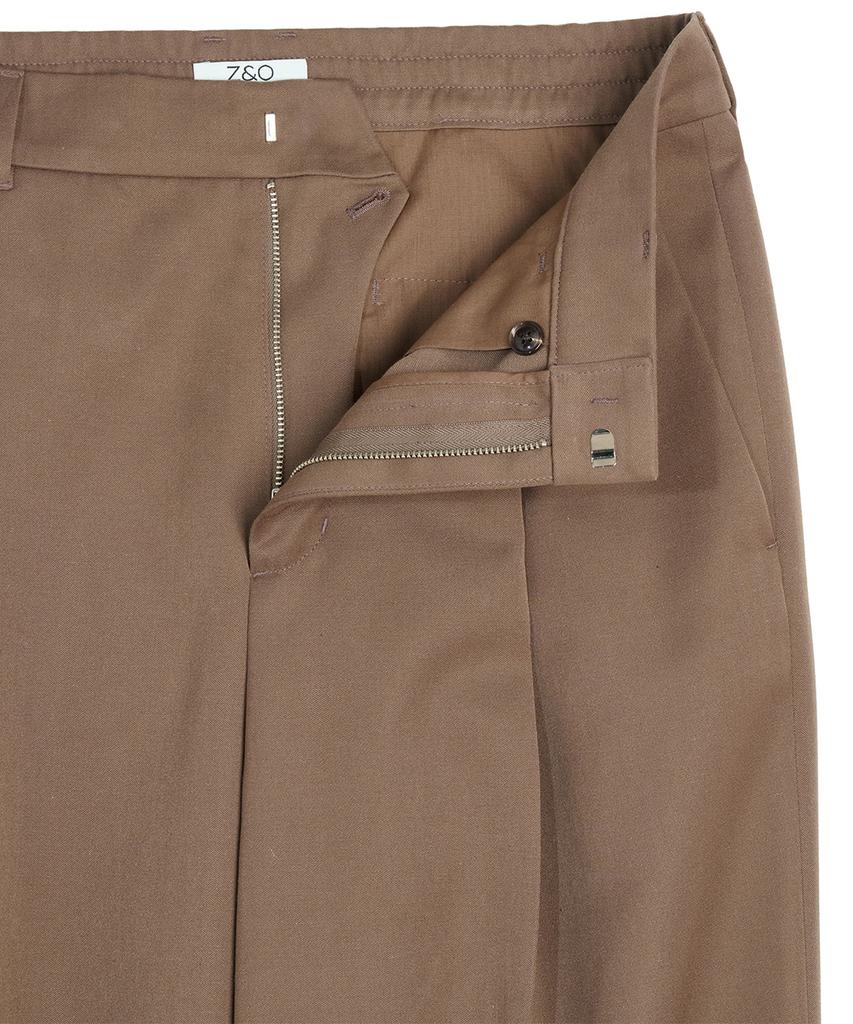 ZNO Beige Wool Single-Pleat Pants