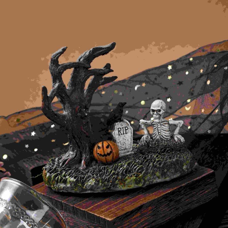 New Halloween landscape decoration, resin ornaments, creative ghost festival dead tree branches home desktop decorations