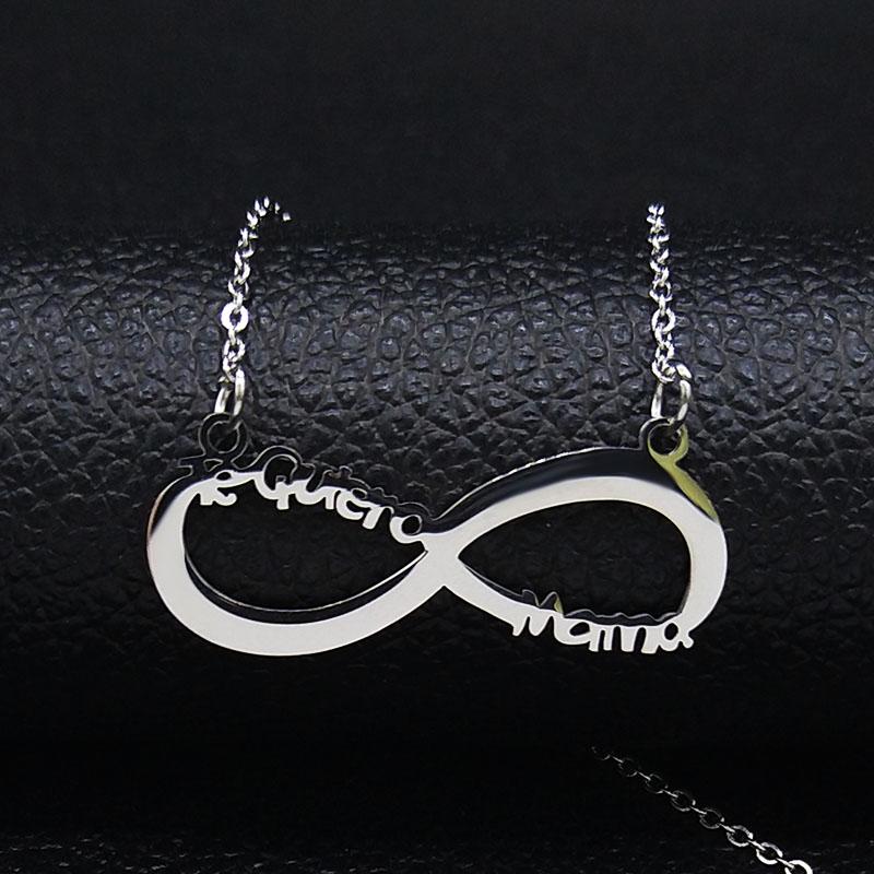 Infinite loop Te Quiero Mama Stainless Steel Necklace Spanish I Love You Mom Necklaces Jewerly joyas Mother s Day Gift N326S01