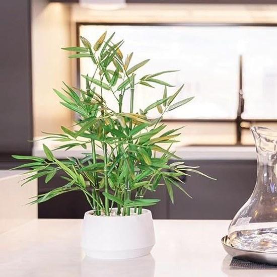 365 Blooming Decor ornamental artificial bamboo bonsai fake green foliage plant tree flower air purifying height 46cm indoor office potted lucky