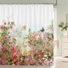 Flowers Butterfly Pattern Shower Curtains Bathroom Curtains Waterproof Polyester Bath Curtain with 12 Hooks Shower Curtain