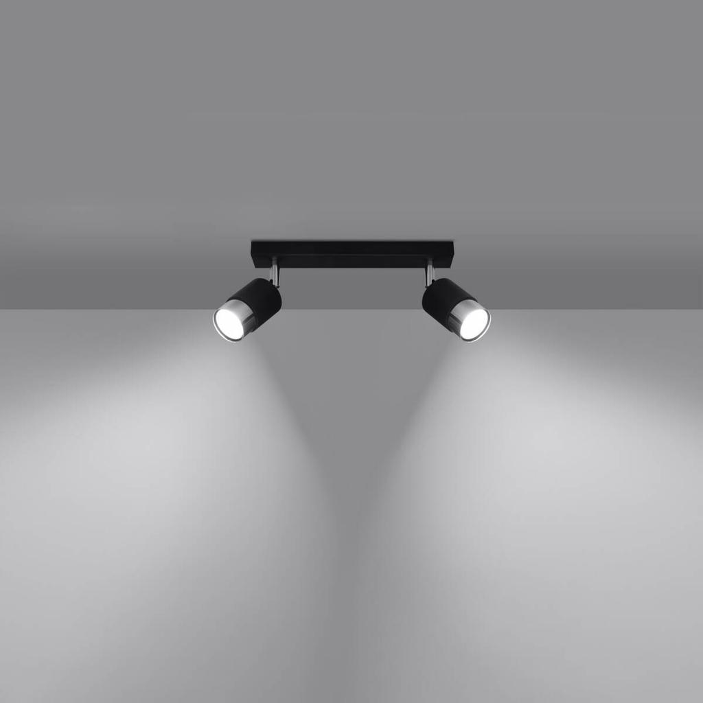 Spot Sufitowy Czarny Podłużny Podwójny Klosz Chrom 2Xgu10 10W Nero Sl.1065 Sollux Lighting